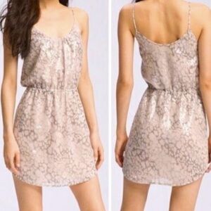 Rebecca Taylor Bam Bam Leopard Beige Sequin Mini Dress Size 0